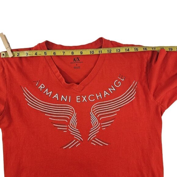 Armani Exchange A/X Women’s Size Small Red V-Neck Long Sleeve Cotton T-shirt - Picture 8 of 15